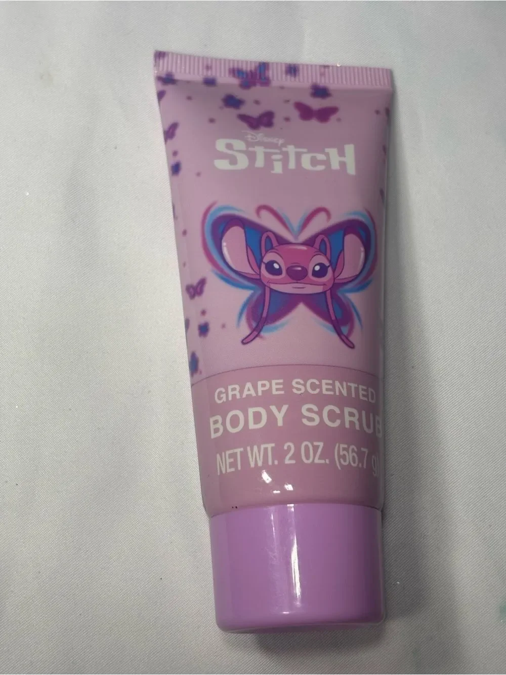 3 New Disney Lavender-Pink Stitch Grape Body Scrub & Bath Bomb Set